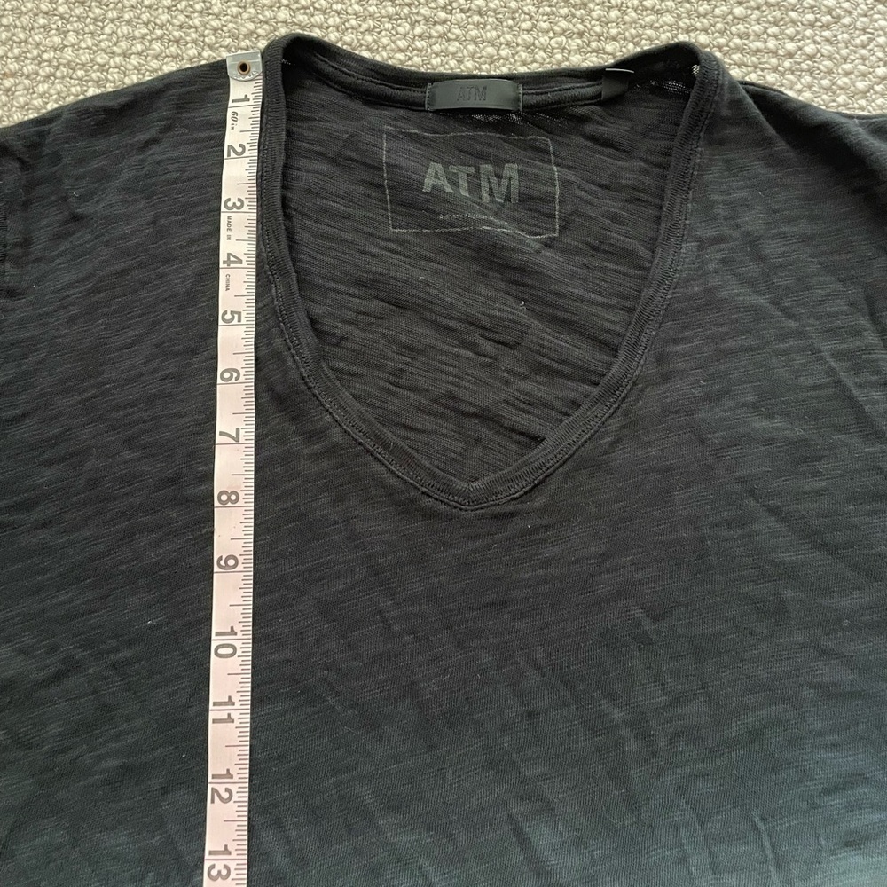 ATM Anthony Thomas Melillo Dip Dye Slub Jersey Boyfriend V Neck Tee XS/S - Picture 10 of 12